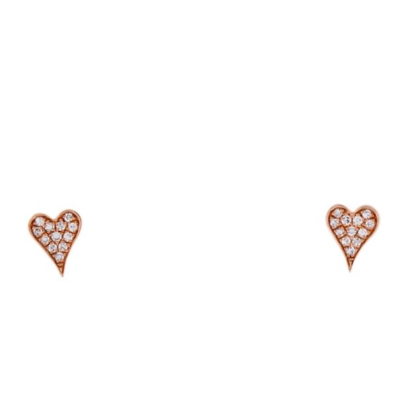SHY CREATION 14K ROSE GOLD DIAMOND HEART STUD EARRINGS - Picture 1 of 4
